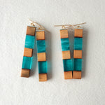 Load image into Gallery viewer, Dangle Earrings. Reclaimed Cedar and Turquoise Resin
