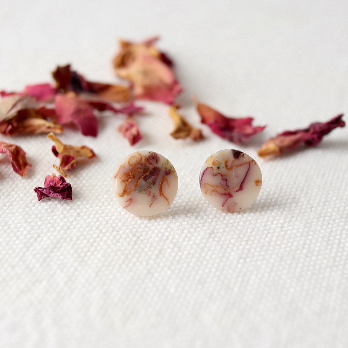 Rose petal earring studs by Wild Blue Yonder