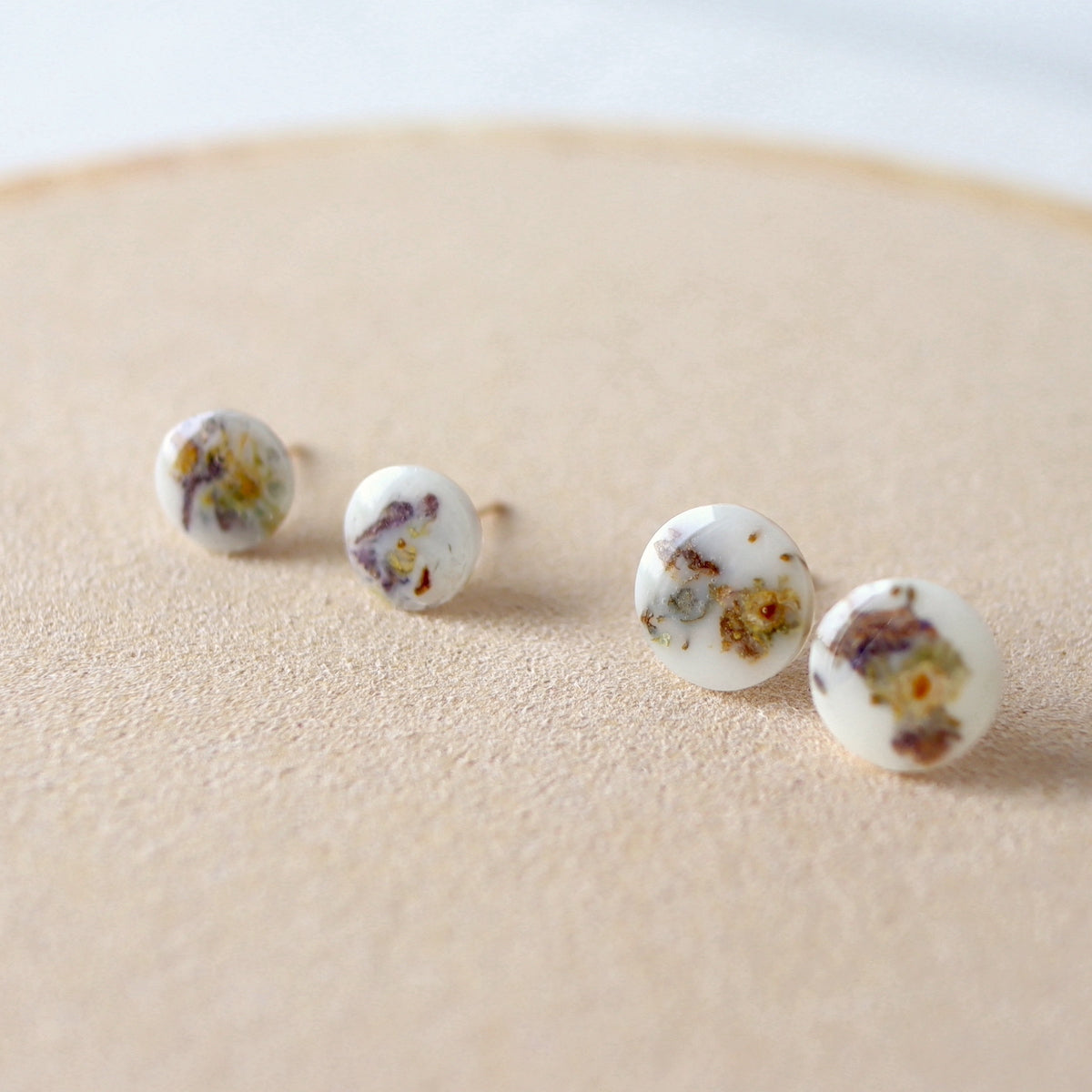 Violet flower petal earring studs by Wild Blue Yonder