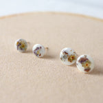 Load image into Gallery viewer, Violet flower petal earring studs by Wild Blue Yonder
