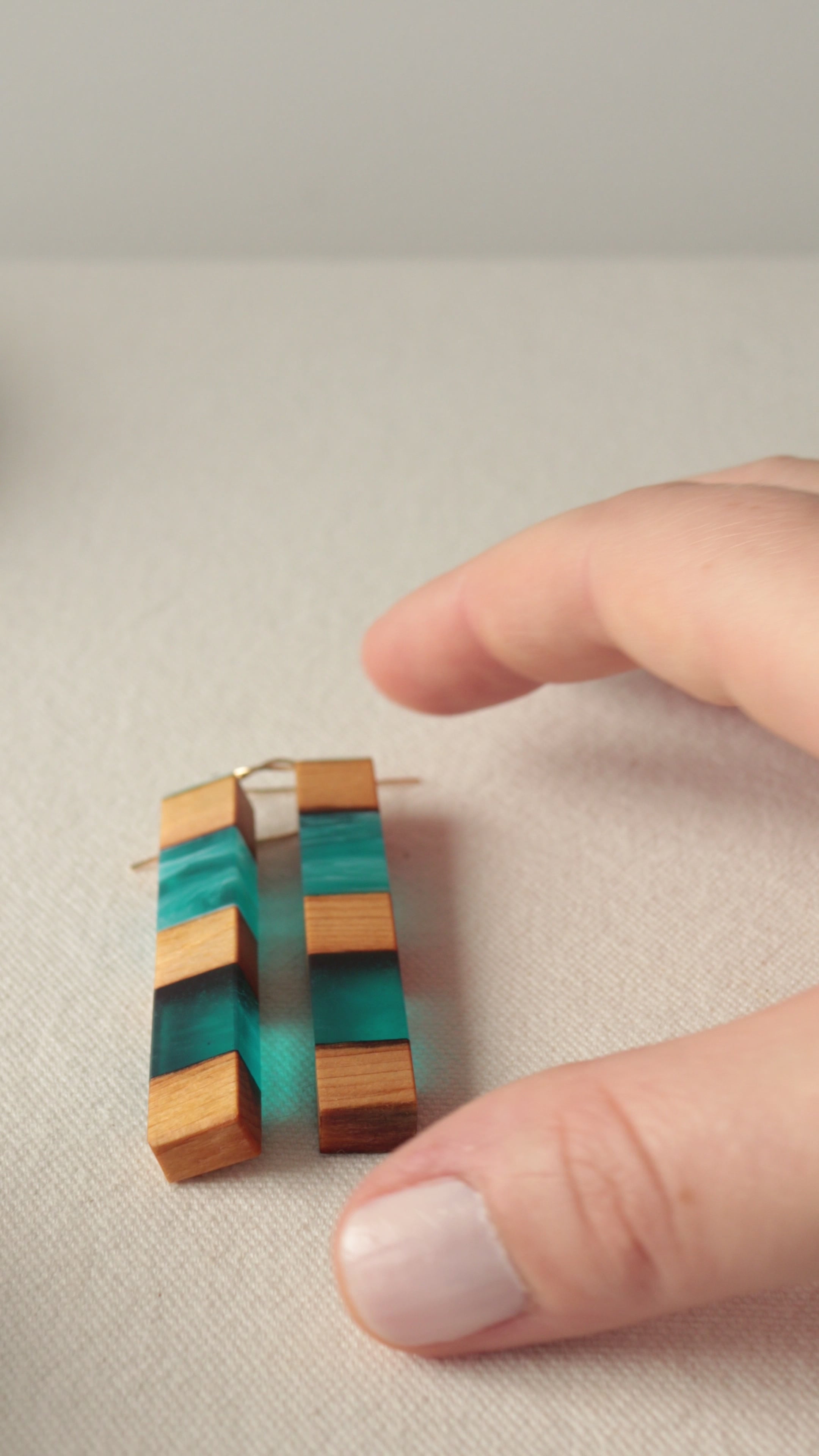 Dangle Earrings. Reclaimed Cedar and Turquoise Resin
