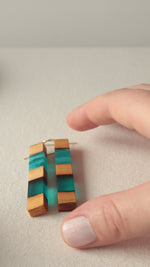 Load and play video in Gallery viewer, Dangle Earrings. Reclaimed Cedar and Turquoise Resin
